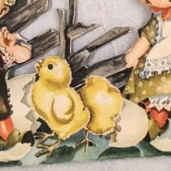 Norway Die Cut Fold Out Table Decor Kids Chicken Paper Dolls Baby Easter Elf Vtg - Picture 7 of 16